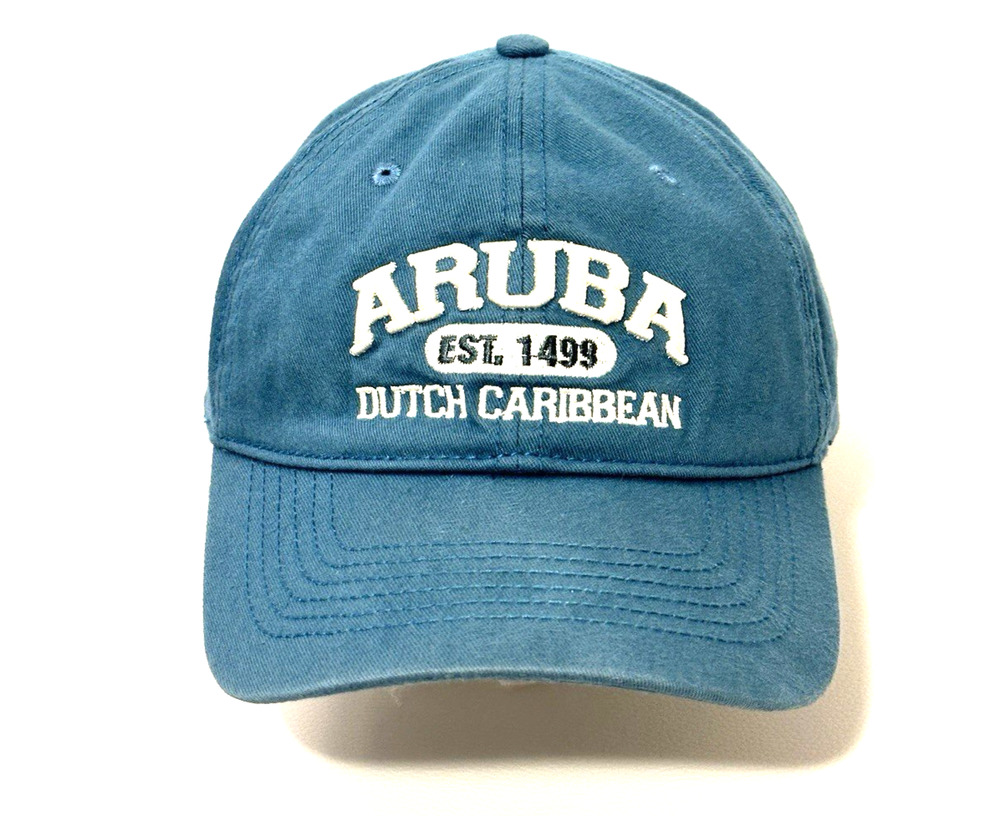 Aruba Dutch Caribbean Adjustable Strapback Hat Blue Cotton One Size Cap.